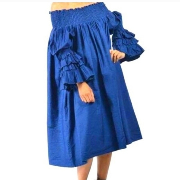 Ft Inc Women's  Red relaxed fit  Long sleeves Off Shouldes Flare midi dress L - Picture 3 of 13